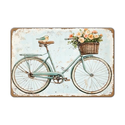 KIYOYO Vintage Bicycle Vintage Tin Sign Home Decor Aqua Bicycle
