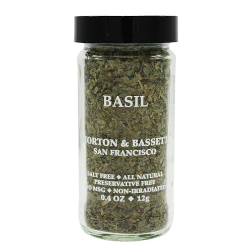 Morton & Bassett Basil, 0.4 oz – Non-GMO, Salt-Free, Sweet and Aromatic Herb for Pasta, Pizzas & Mediterranean Dishes