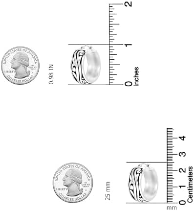 LeCalla 925 Sterling Silver Filigree Hoop Earrings for Women | Antique Oxidized Click-Top Hoop Earring Jewelry | Women's Small Chunky Filigree Earring - Image 5