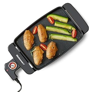 Elite Gourmet EGR8152 Electric 10″ x 7″ Personal Compact Griddle, Cool-touch Handles Non-Stick Surface, Removable/Adjustable Thermostat, Black