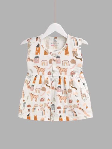 Image of HELLCAT 100% Cotton Baby Frock Dress for Girls - Pack of 3, Soft & Trendy, Sleeveless