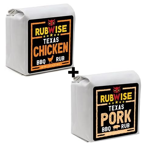 Texas Style Chicken Rub & Pork Rub by Rubwise | BBQ Rub & Spices for Smoking & Grilling | Dry Rubs | Great on Chicken, Turkey, Duck, Burgers, Chops, Pork Butt, Tenderloin & More | NO MSG (1lb each) Cover