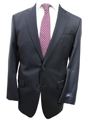 Brooks Brothers Madison Saxxon Reserve Navy Striped Pleated Pants Suit Size 40 Reg