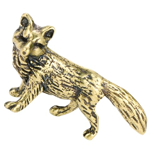 Toyvian Statuette Laiton Forme de Renard Figurine Artisanale Décoration de Bureau Créative Objet Décoratif Laiton