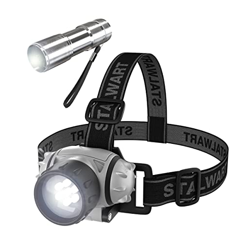 Stalwart - 75-SP139 LED Headlamp, Adjustable Headband and Flashlight Set, Battery Operated 48 Lumen LED Bulbs, for Camping, Running, Hiking, and Emergency by by Stalwart - Used condition - US$6.17