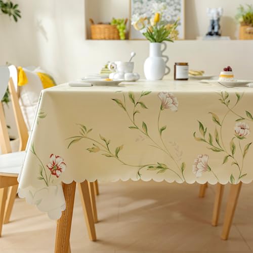 LIVETTY Tablecloth Wipe Clean Table Cloth Oilcloth Wipeable Rectangle Table 135x200cm, Waterproof Oil-Proof Coating for Picnic Kitchen and Dining Room