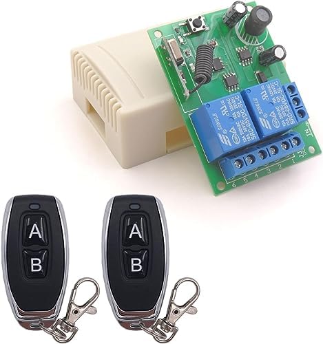 DieseRC DC 12V 24V 30V Wireless Remote Control Switch 433Mhz RF 10A Relay Receiver with 2 Transmitters for Motor, Light, Gate Door, DIY Controller