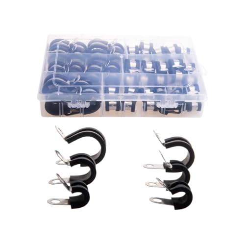 Abrazaderas metálicas acolchadas de acero inoxidable con kit de 6 tamaños para cables