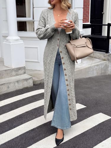 Image of Saodimallsu Womens Long Duster Cardigans Button Down Maxi Sweater Dress