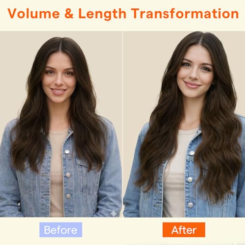 Image of Full Shine Butterfly Weft Hair Extensions Human Hair 16 Inch Medium Brown | 90G 5pcs Double Side Weft, Invisible PU Holes, Thin Hair Women, Daily Wear, Easy Wear & Remove, Seamless Blend