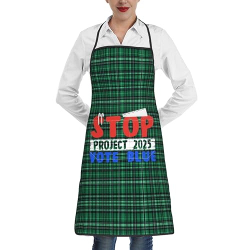nopicsn Vote Blue Stop Project 2025 Apron for cooking with Pockets Women Men Kitchen Chef Funny Aprons