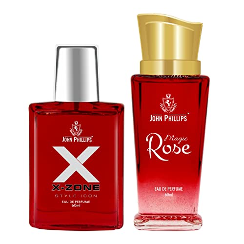 Image of John Phillips X Zone & Magic Rose 60 ml + 60 ml Eau De French Perfume - Unisex Perfume For Men & Women