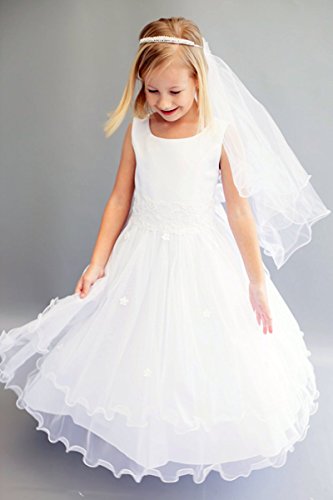 Double Layer Tulle Embroidery Little Flower Girls Communion Dresses3