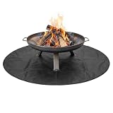 FEUERGOTT Feuerschutzmatte rund Schwarz 120 cm 0,5 mm hitzebeständige Bodenschutzmatte für Grill...