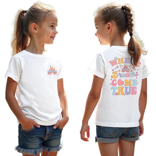 Image of CM C&M WODRO Magic Kingdom Shirt for Kid Castle Graphic T-Shirt Girls Holiday Fairy Tale Tee Summer Casual Short Sleeve Tops