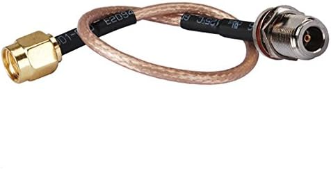 DHT Electronics RF coaxial coax cable assembly RP-SMA male to N female bulkhead 12''