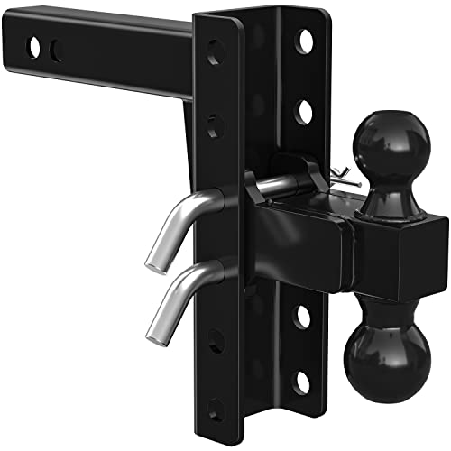 Ifoka Adjustable Trailer Hitch, Fits 2 Inch Receiver,8 Inch Drop Hitch, 2 Inch & 2-5/16 Inch Dual Balls, Tow Hitch With Lock Pins, Black Powder Coated #TOP11