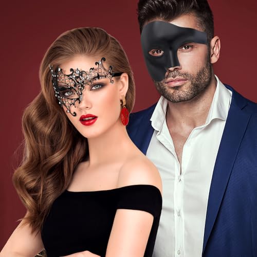 Image of Coddsmz Couples Masquerade Mardi Gras Christmas Venetian Cosplay Costume Halloween Party Mask Set