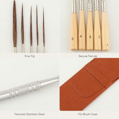 Set de 5 Pinceles Liner con Cerdas de Pelo de Oreja de Buey, Pinceles Extra Largos de Punta Fina, Espátula, Pinceles Detallados para Pintura miniatura 6