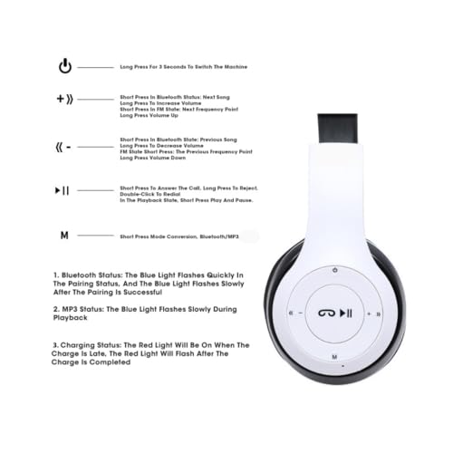 Image of icall P47 Gaming Over Ear Wireless Headphones Bluetooth with Mic (White)