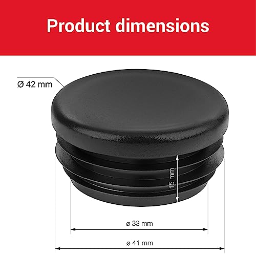 LouMaxx Lamellar Plugs Round 42 mm, Tube Cover Round Black Plugs for Pipe 42 mm, Round Pipe Plugs Made of Robust Plastic - Image 2