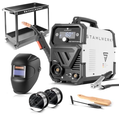 STAHLWERK Soldadora MIG/MAG 200 ST Digital – Equipo completo – Máquina de soldar Inverter con 200 A, MMA/Electrodo, FLUX (hilo hueco), posibilidad de soldar sin gas, Spot, avance de hilo sinérgico