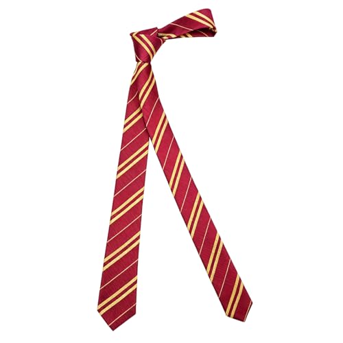 VBK Cravate Scolaire à Rayures, Cravate Rouge et Or Style Universitaire, Accessoire Cosplay Médiéval, Cravate Enfant et Adulte, Cadeau Thème Fantasy, Accessoire Tenue Scolaire et Cosplay
