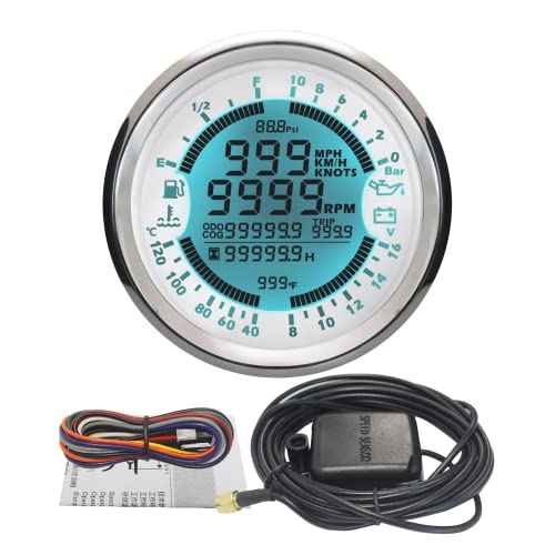 Eling 6 In 1 Multi-Functional Gauge Meter Gps Speedometer Tachometer Hour Water Temp Fuel Level Oil Pressure 10Bar Voltmeter 12V 85Mm For Car Van Boat #TOP11