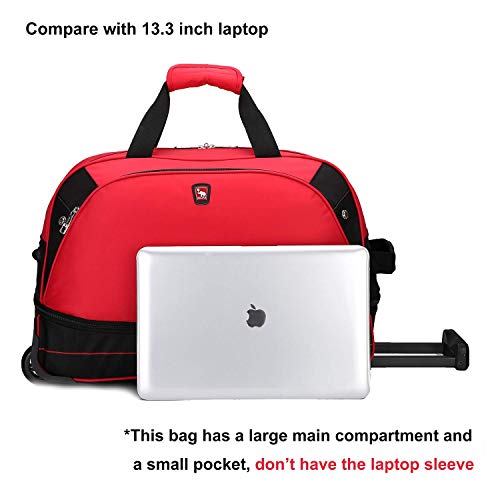 OIWAS Small Rolling Duffle Bag Carry On Luggage with Wheels Suitcase Travel Tote Men Women Short Term Trips Expandable 45L to 55L Red