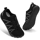 Spesoul Womens Mens Barefoot Shoes Wide Toe Box Walking Shoes Minimalist Slip On Sneakers Zero Drop Lightweight Breathable for Hiking Water Trail Running Grounded Walking Gym 8 Women/6.5 Men Black