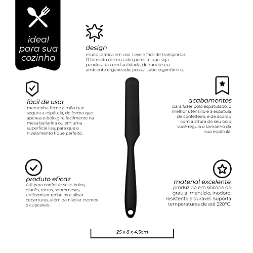 Mimo Style Espátula Reta de Confeitar, Ideal Para Uniformizar Recheios e Alisar Coberturas, Suporta