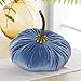 Your Heart's Content Slate Blue 9 Inch Velvet Pumpkin, Handmade Fall Home Decor, Fall Wedding Centerpiece, Rustic Halloween Thanksgiving Decor, Modern Farmhouse Chic Home Decoration (Slate Blue)