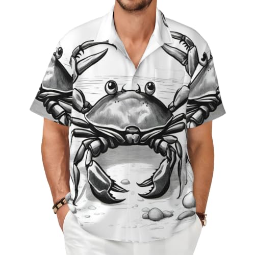 Chemise boutonnée élégante homme grand format au motif crabe graphique