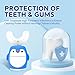 Renaelelife Kids Sonic Electric Toothbrush U Shaped Automatic Timer IPX7 Waterproof 5 Modes 360° Oral Cleaning Teeth Whitening Gums Massage Replaceable Soft Cartoon for 2-7 (Blue Penguin)
