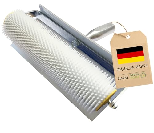 GREEN HOME Entlüftungsroller 25 cm | Profi Stachelwalze mit 11 mm Stacheln & Spritzschutz | Luftblasen-Entferner für Epoxidharz, Estrich & Ausgleichsmasse | Lösungsmittelbeständig | Profi Qualität