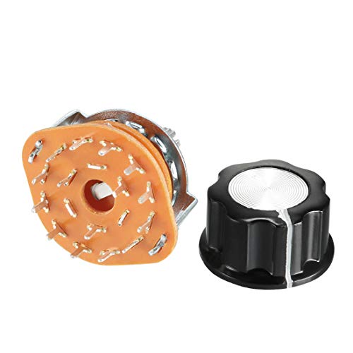 Uxcell 3P4T 3 Pole 4 Throw Single Deck Band Channel Rotary Switch Selector With Black Plastic Knob 2Pcs #TOP3