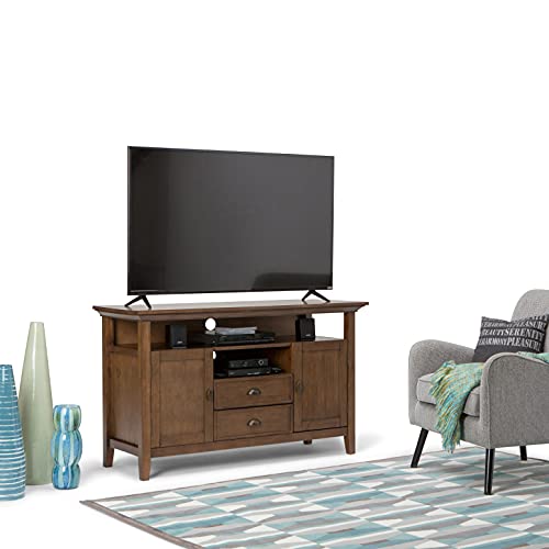 Simplihome Redmond Solid Wood 54 Inch Wide Transitional Tv Media Stand In Rustic Natural Aged Brown For Tvs Up To 60 Inches, For The Living Room And Entertainment Center #TOP1