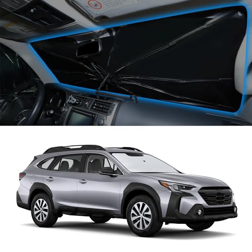 Image of Windshield Sun Shade Umbrella for 2020-2025 Su -baru Outback SUV | Full covered for windshield, Block UV Rays, Heat Reduction, Easy to install, Durable & Fold Up Small