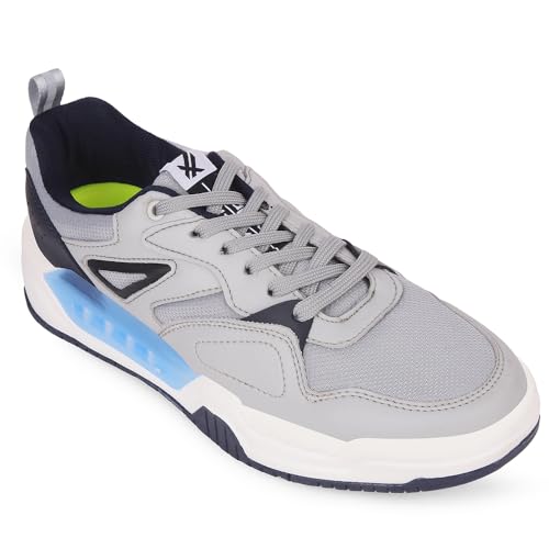 Image of Liberty LEAP7X LORDSTEP-E Casual Shoes for Men - White & Light Grey Lace-Up Sneakers | Memory Foam Cushioned Insole, Lightweight Sneakers for Office, College, Smart-Casual & Everyday Use