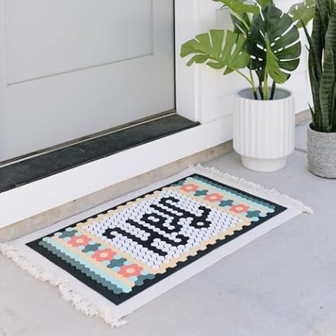 Letterfolk Customizable Doormat - Standard All Weather Non-Slip Rubber Doormat 18x30 - White Cover