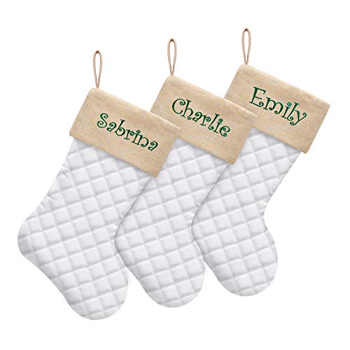 image for ElegantPark Personalized Christmas Stocking Set of 3 Cotton Quilted La