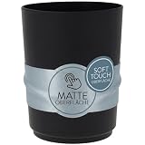 PARSA Beauty schwarzer Zahnputzbecher Flair – Vielseitiger, bruchsicherer Kunststoffbecher für Badezimmer – Hygienisch und langlebig, leicht zu reinigen – 250 ml Fassungsvermögen – 7 x 7,3 x 9,6 cm