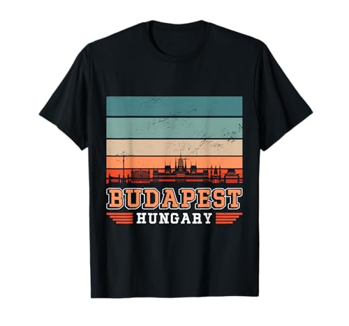 Budapest Hungría Skyline Atardecer Vintage Retro Budapest Camiseta