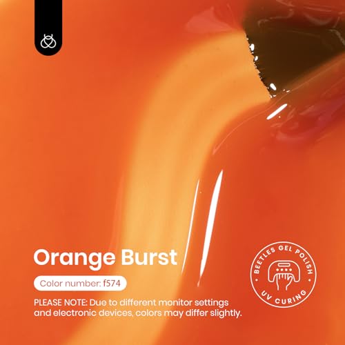 Image of Beetles Orange Gel Nail Polish, 15ML Summer Jelly Gel Polish Sheer Translucent Effect Gel Soak Off UV Orange Burst Series French Nail Art Manicure Gift for Women