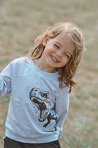 Image of Toddler Boy Sweatshirt Outfits Long Sleeve Dinosaur Top Pants Sweatsuit 2PCS Fall Winter Outfits Set