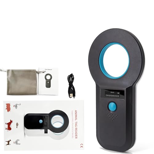 Image of RFID Pet Microchip Scanner: Rechargeable Pet Chip Scanner EMID Microchip Reader 134.2kHz 125kHz 15 Digits Pet Chip ID Scanner for Animal /Pets /Pigs /Dogs /Cats (TM90B Black)