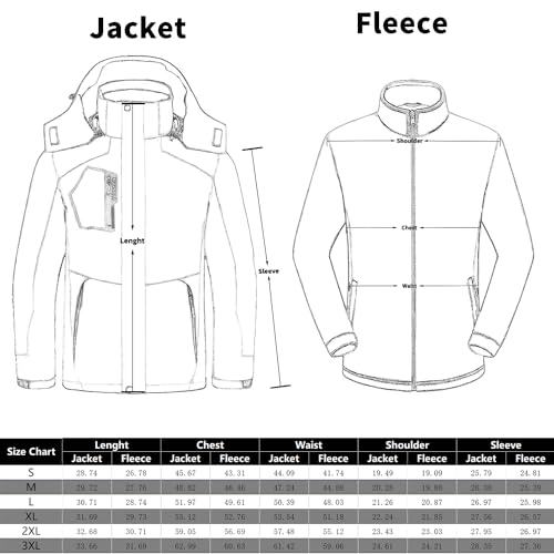 Image of Mens Winter Skiing Jacket 3 in 1 Waterproof Warm Snow Fleece Lining Coat Hooded Windproof Jacket S-6XL