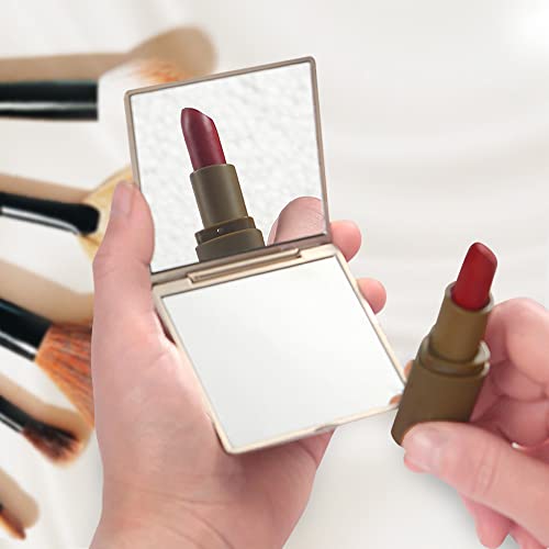 Modixun 2Pcs Magnifying Compact Mirror For Purses, 1X/3X Magnification Double Sided Pocket Mirror, Elegant Embossed Rose Travel Makeup Mirror Folding Mirror, Rose Gold #TOP3