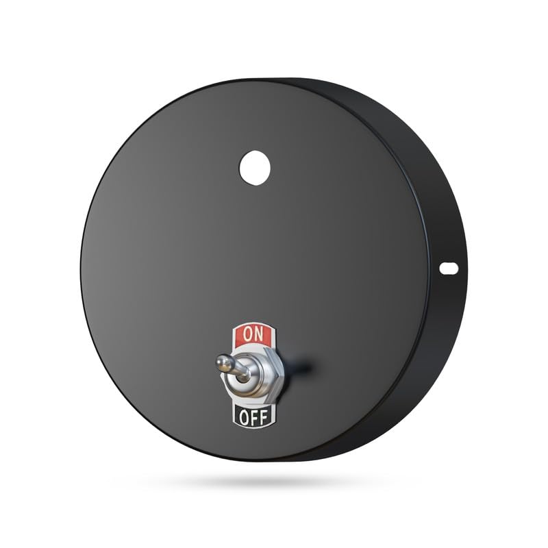 LEDSone Ceiling Rose Fitting Lamp with Toggle Switch ON/Off for Wall Lighting, 120mm Black Colour Single Hole Full Set Ceiling Rose - 1 PCs