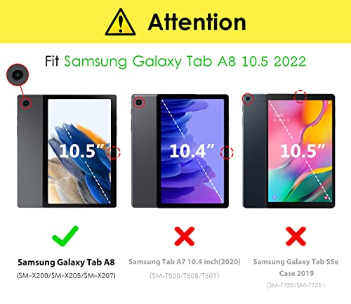 Dtto For Samsung Galaxy Tab A8 10.5 Inch Case 2022, Premium Leather Business Folio Stand Cover With Built-In Hand Strap For Samsung Galaxy Tab A8 10.5’’ 2022 Model [Sm-X200/X205/X207], Black #TOP1